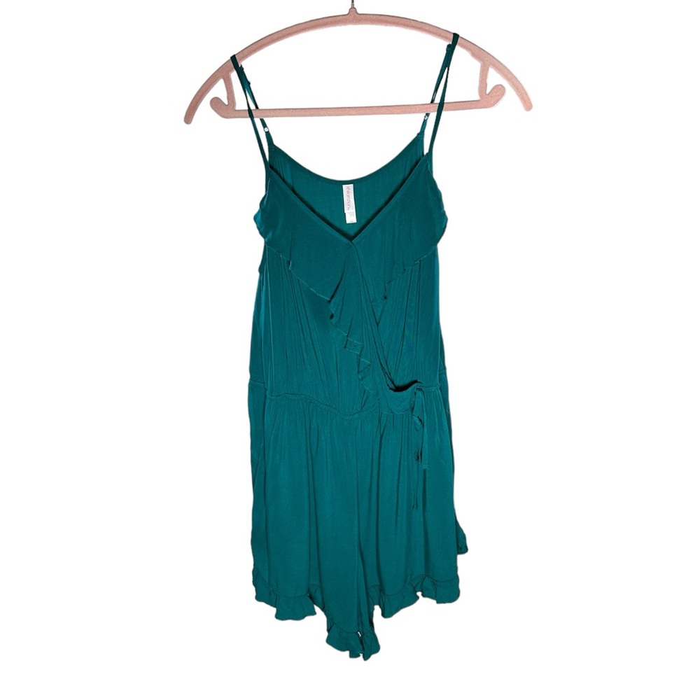 Teal Ruffle Spaghetti Strap Romper | Xhilaration SZ L